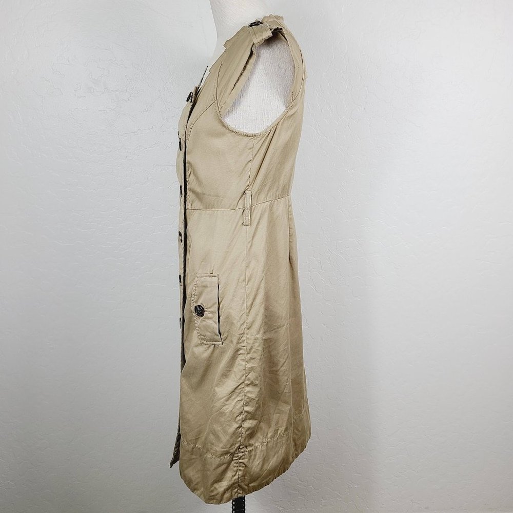 Moulinette Soeurs Anthropologie Dress 6 Khaki Tan Double Breasted Shirtdress - Picture 4 of 7